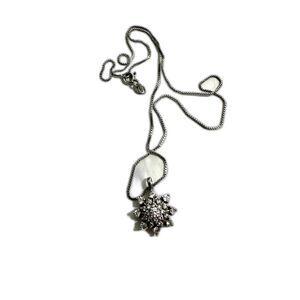 Vintage Sterling Silver Star Cubic Zirconia Pendant Necklace CZ Clear Stones